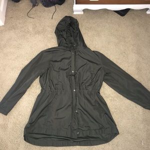 Parka length rain coat